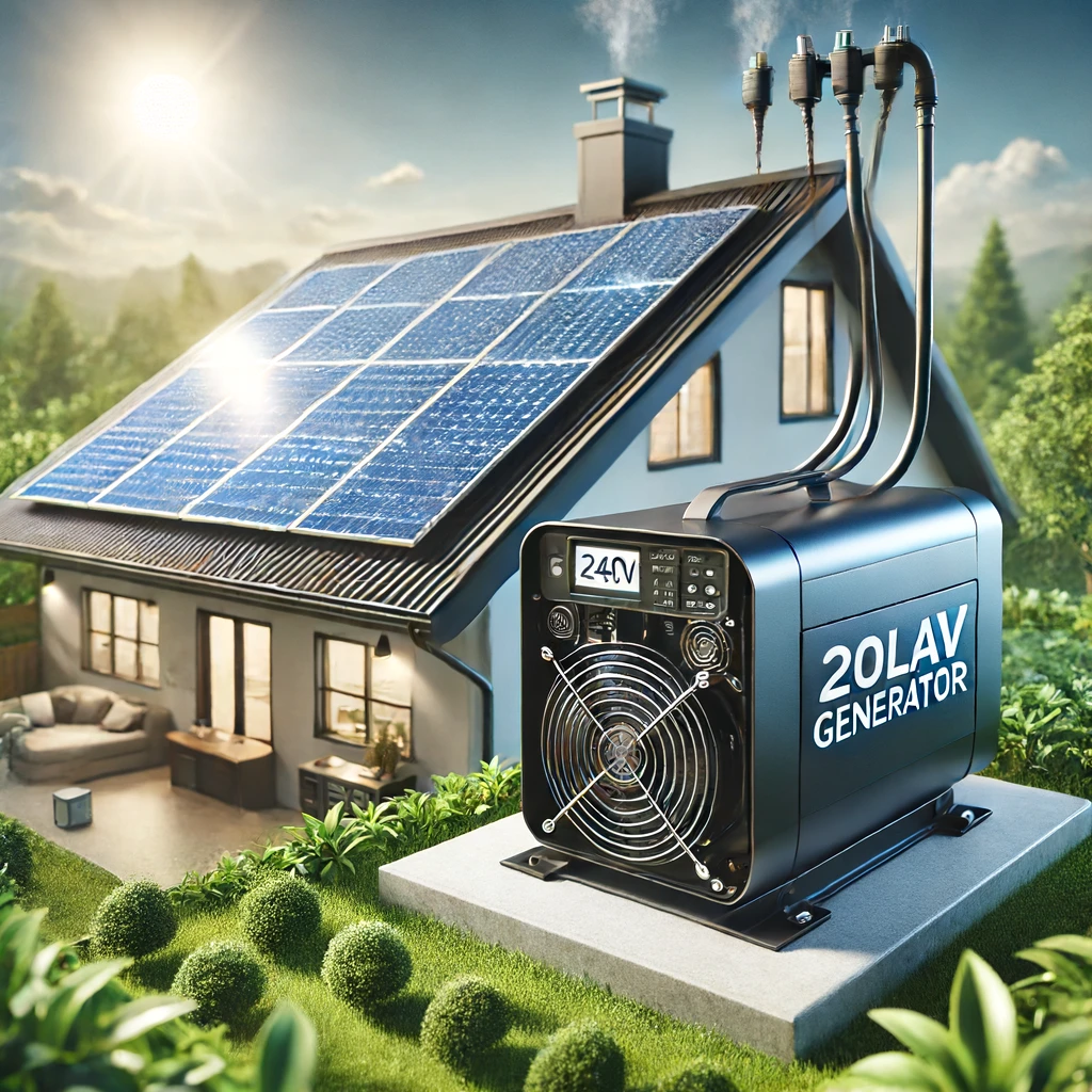 240v solar generator connected to solar panels