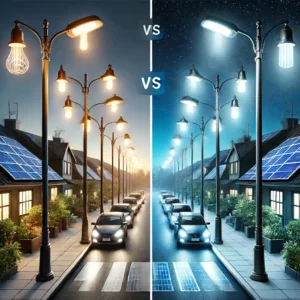 Comparison of traditional street lights and solar LED street lights