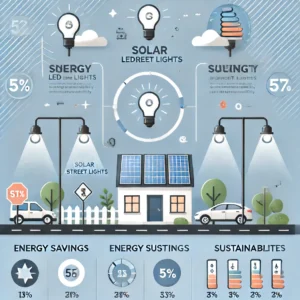 Infographic showing the benefits of solar LED street lights