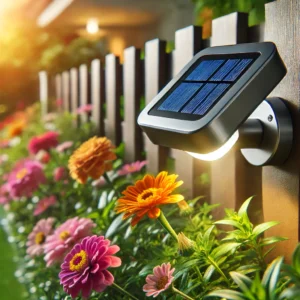 Magnetic solar light on garden fence